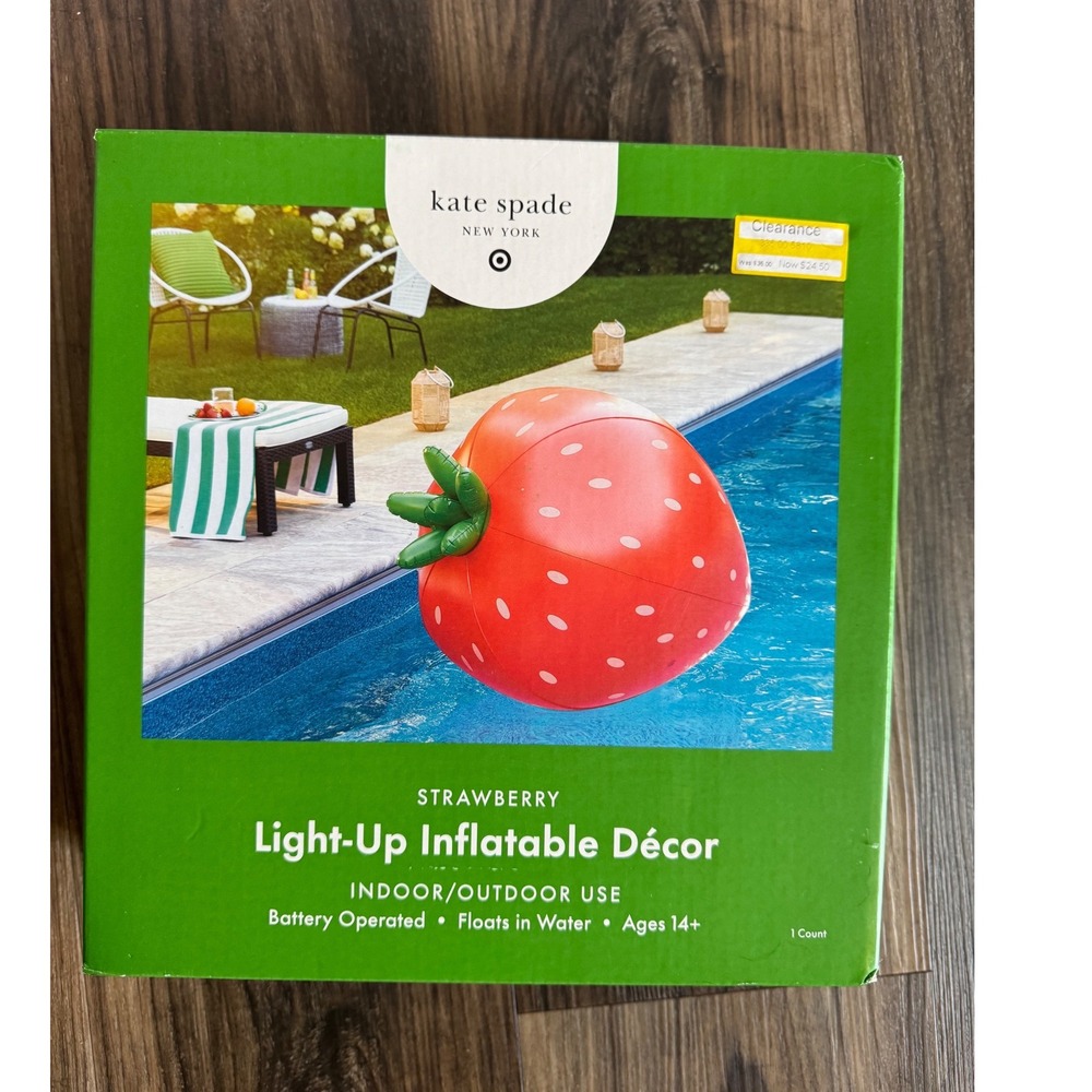 Kate Spade Target Strawberry Light-Up Inflatable Decor Pool Float Summer Party